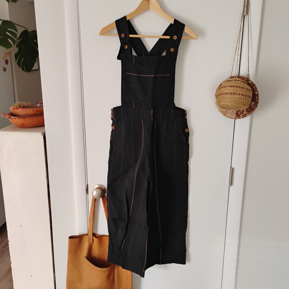 Liz Alig Dilsi Handwoven Cotton Overalls- XS, Black Stripe - Picture 5 of 8